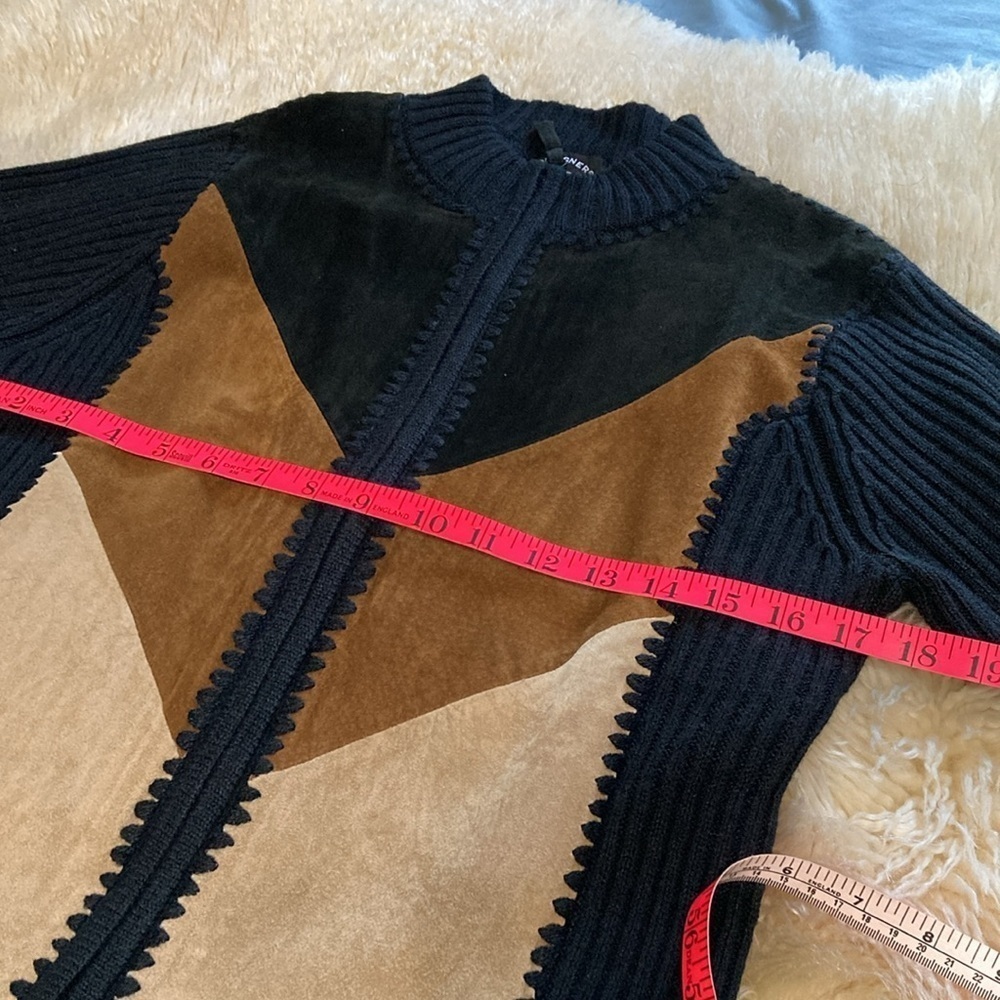 Sweater Jacket With Suede Color Block Size Mp - image 5